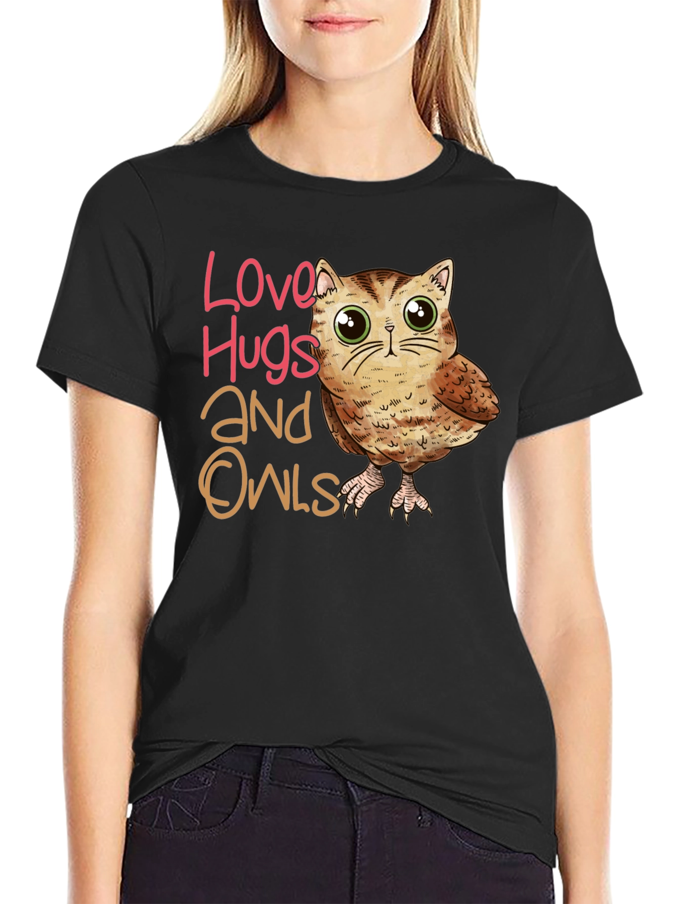 Love Hugs and Owls Graphic T-Shirt