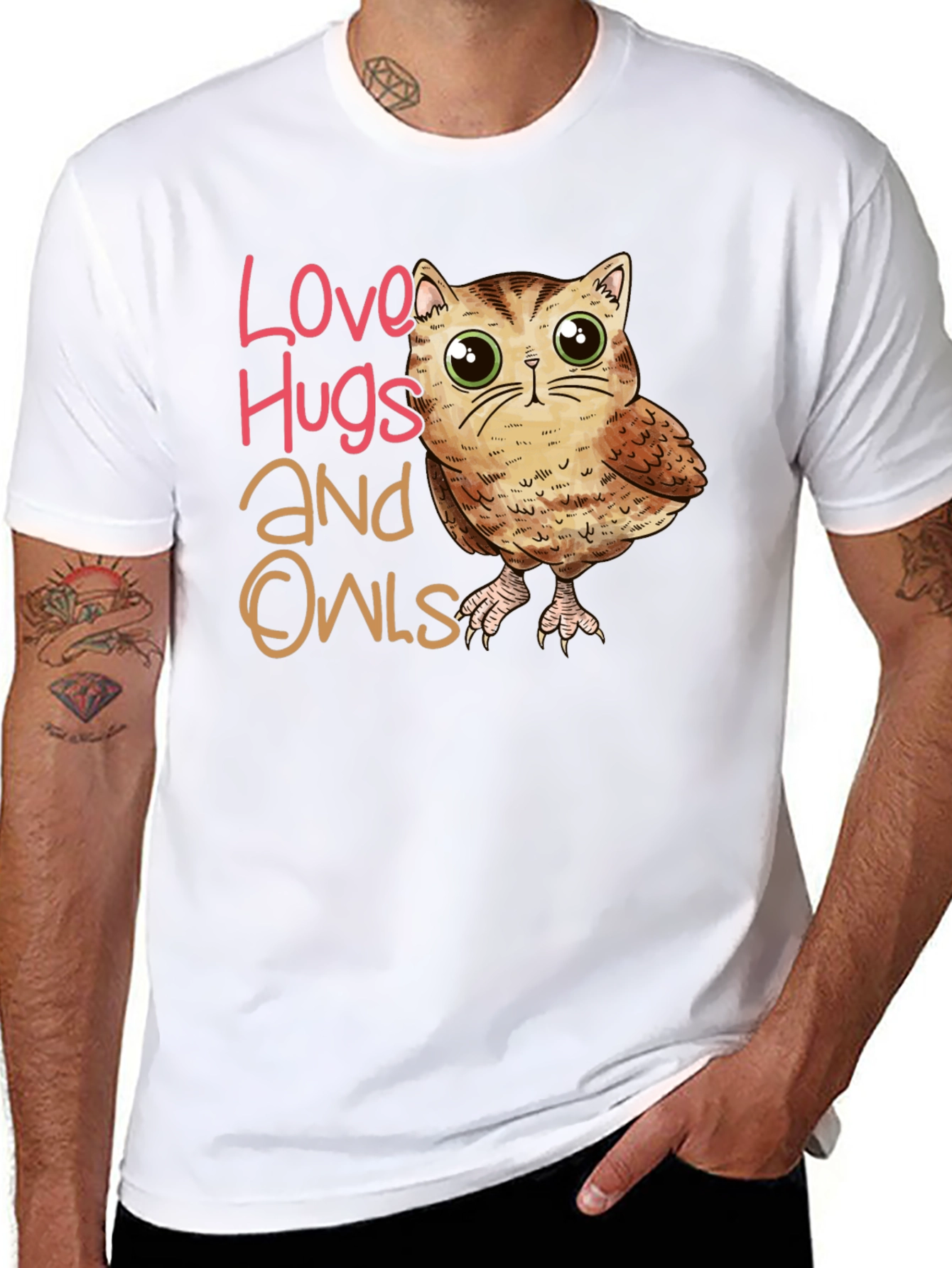 Love Hugs and Owls Graphic T-Shirt