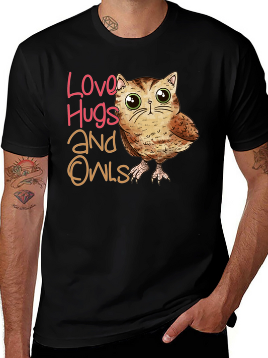 Love Hugs and Owls Graphic T-Shirt