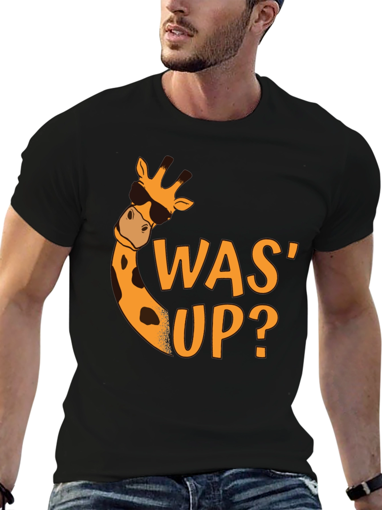 Cool Giraffe Was Up? Black Graphic Tee