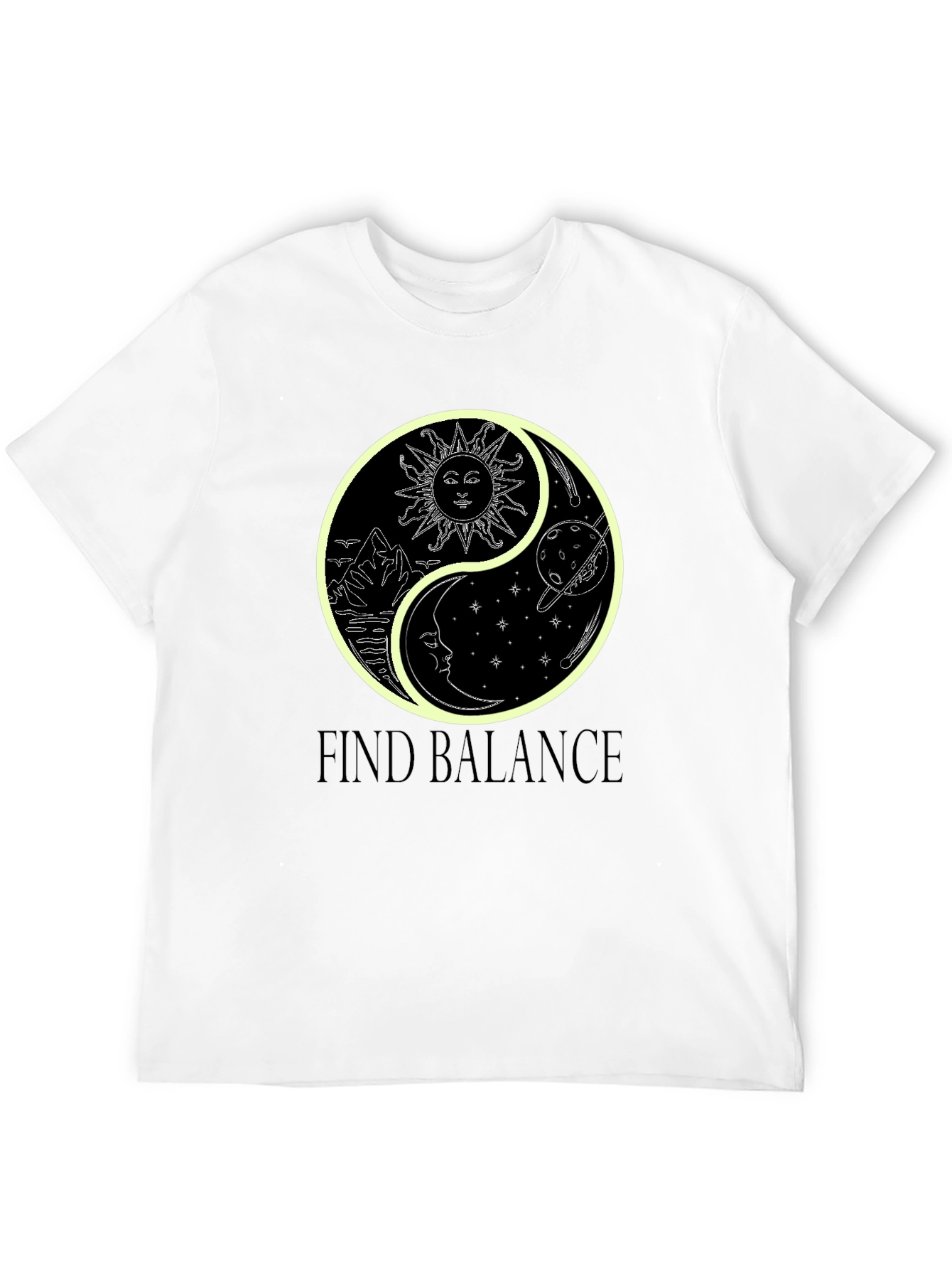 Yin Yang Sun & Moon Black Graphic Tee