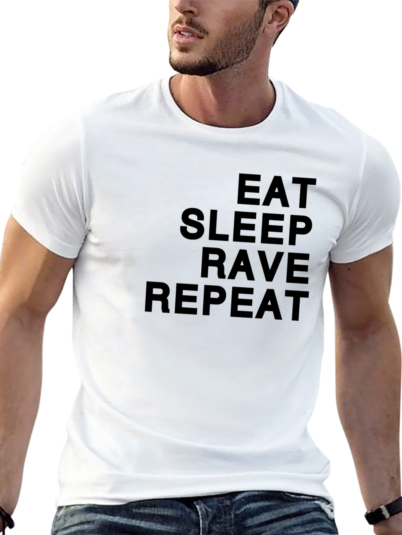 Eat Sleep Rave Repeat Black Graphic Tee