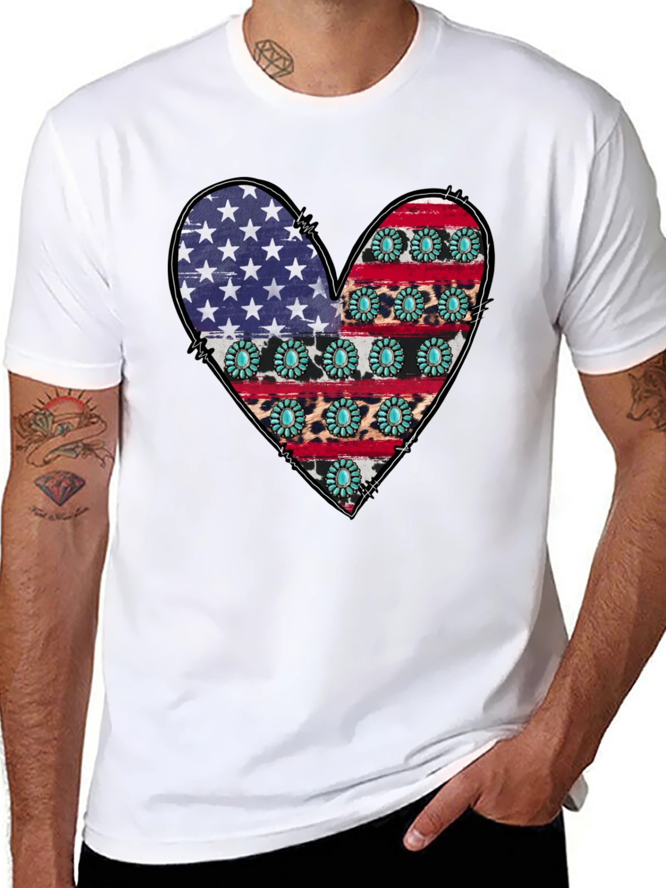 American Flag Heart Graphic T-Shirt