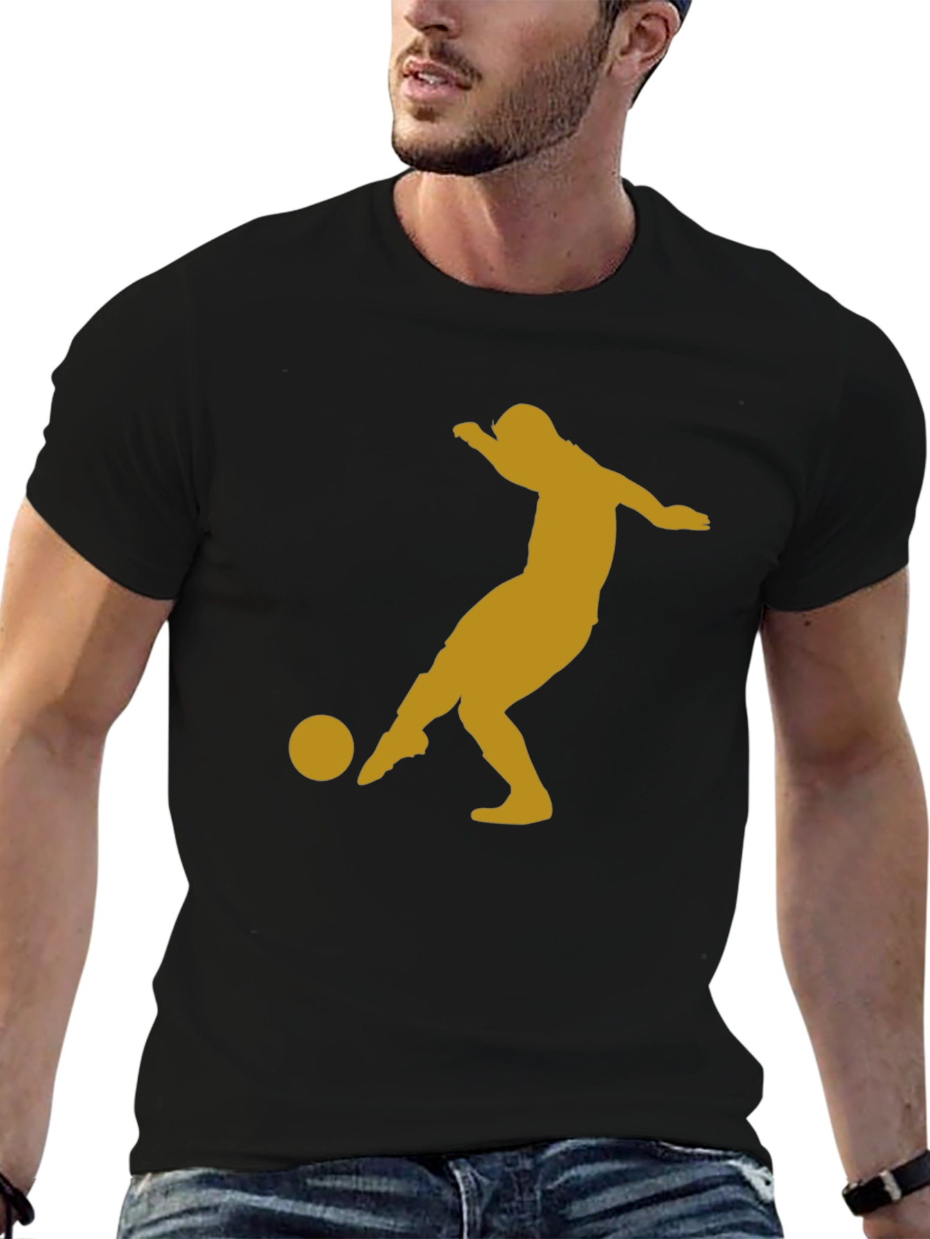 Soccer Player Graphic Tee - Black T-Shirt