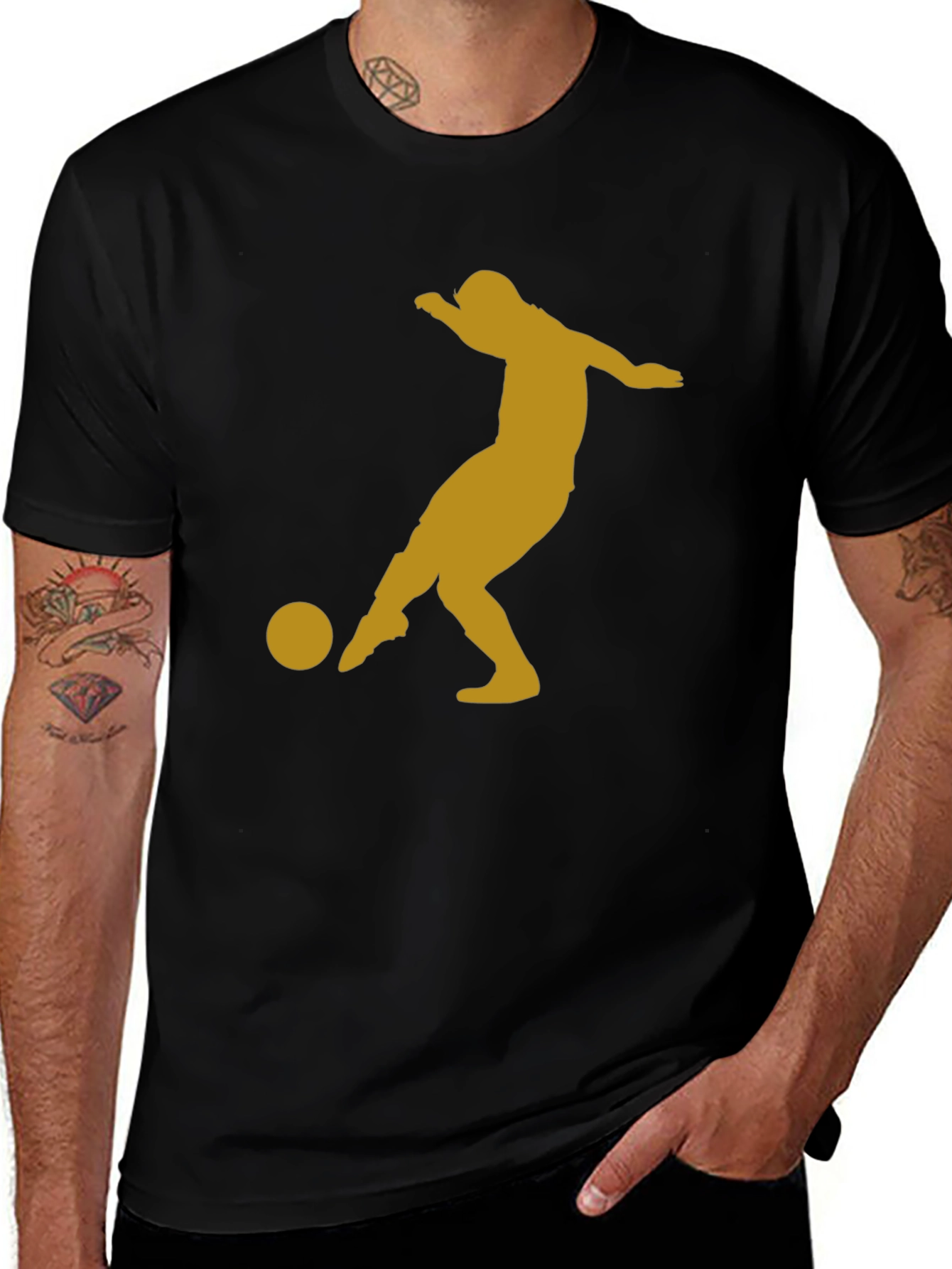 Soccer Player Graphic Tee - Black T-Shirt