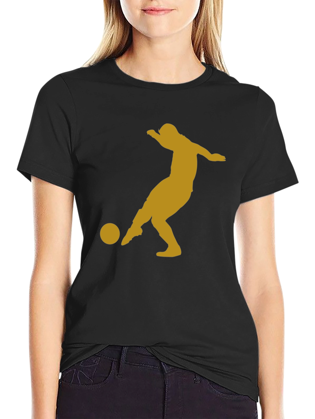 Soccer Player Graphic Tee - Black T-Shirt