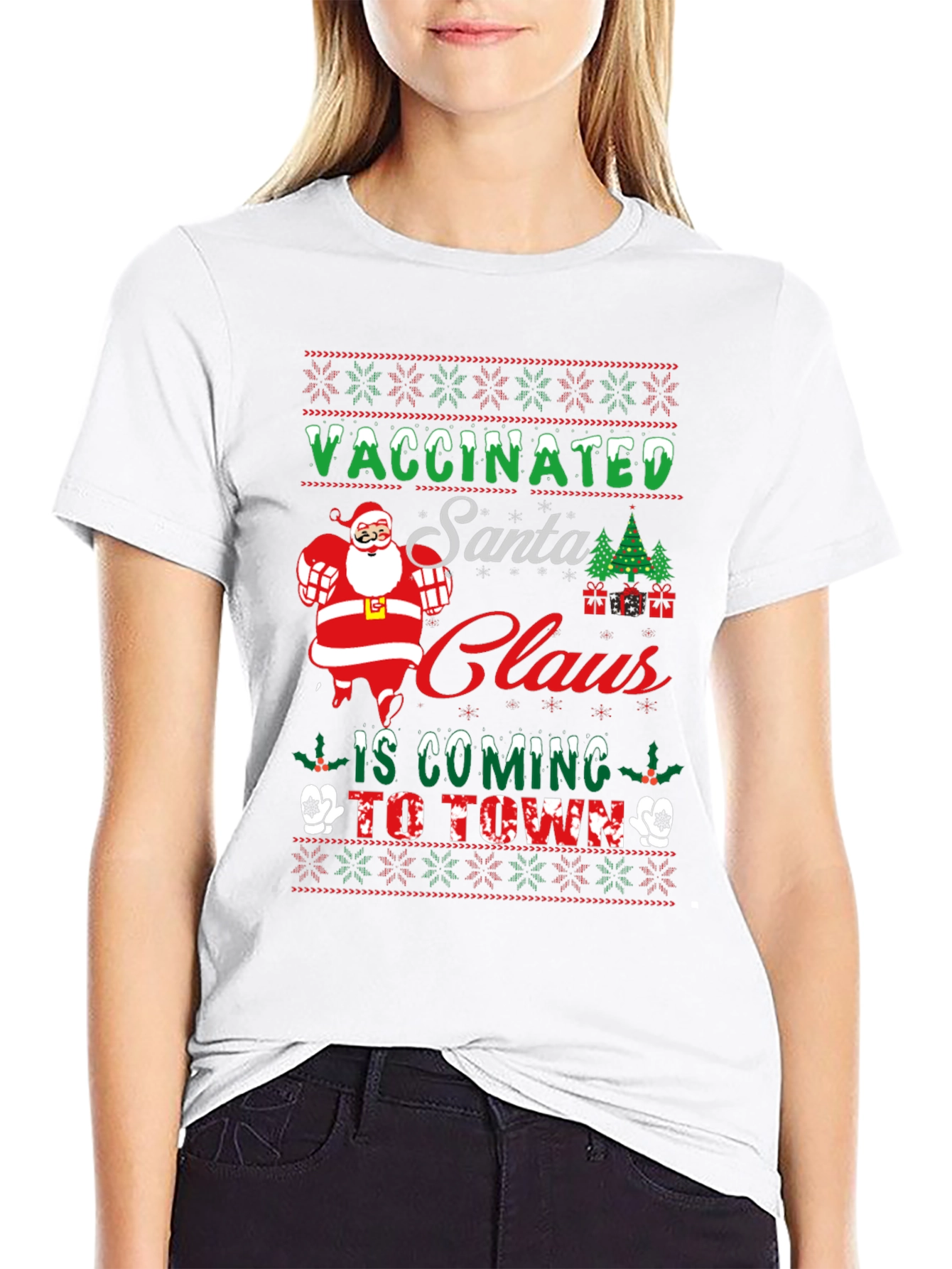 Vaccinated Santa Claus Christmas T-Shirt