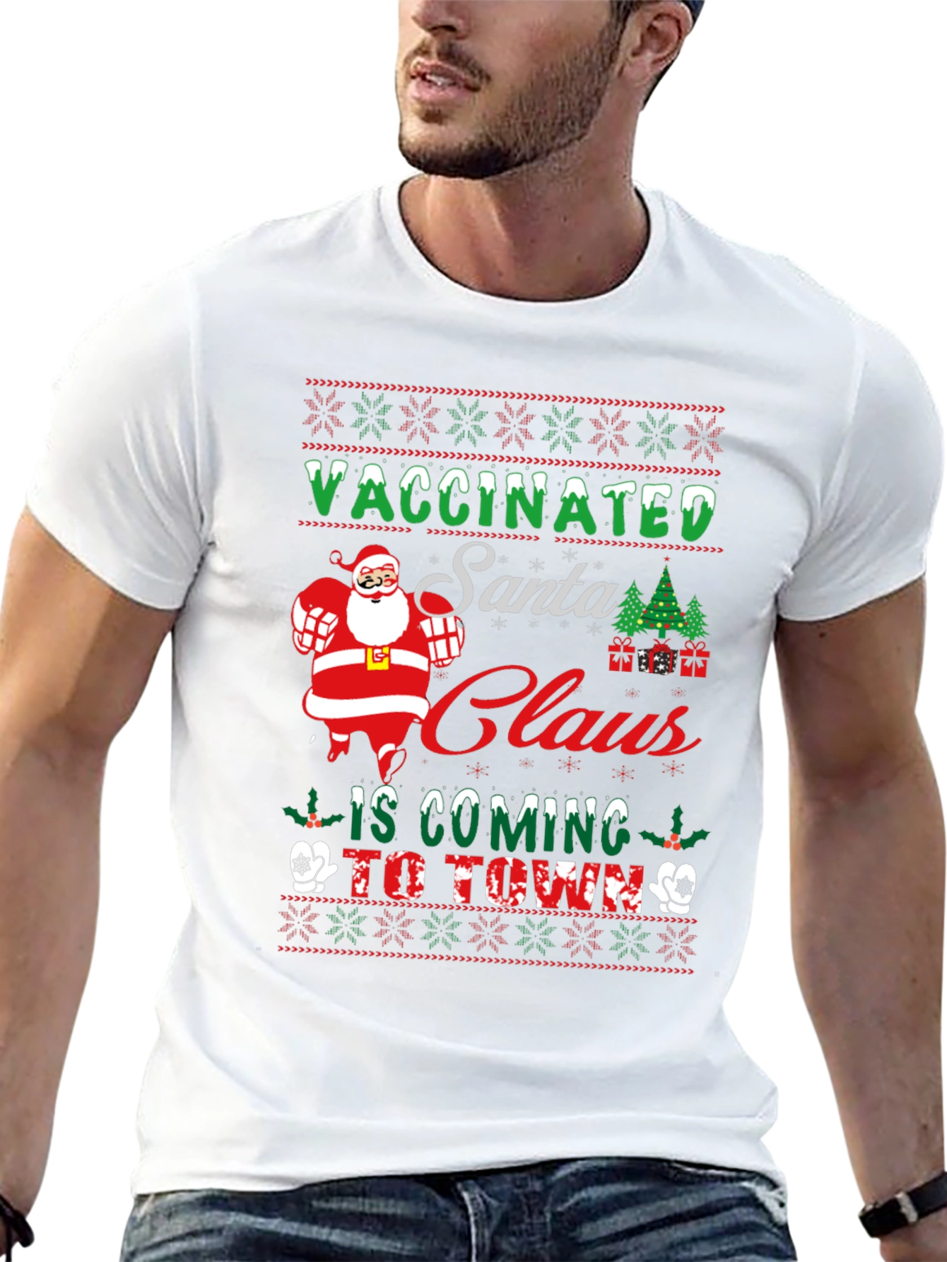 Vaccinated Santa Claus Christmas T-Shirt