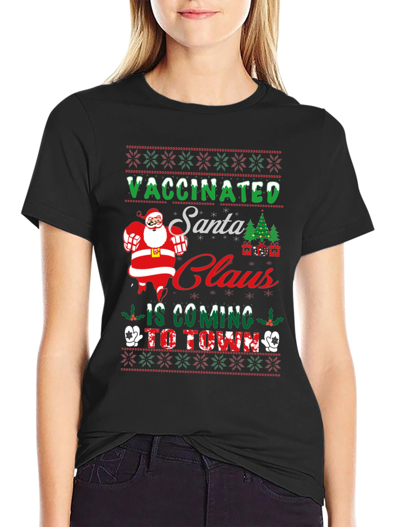 Vaccinated Santa Claus Christmas T-Shirt