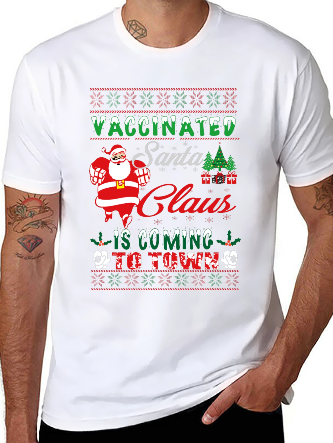 Vaccinated Santa Claus Christmas T-Shirt