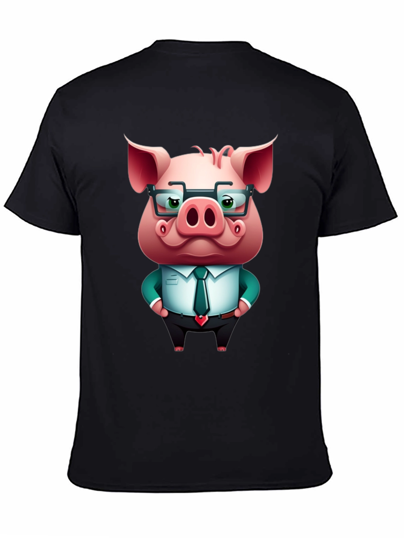 Cool Pig in Suit Graphic Tee - Black T-Shirt