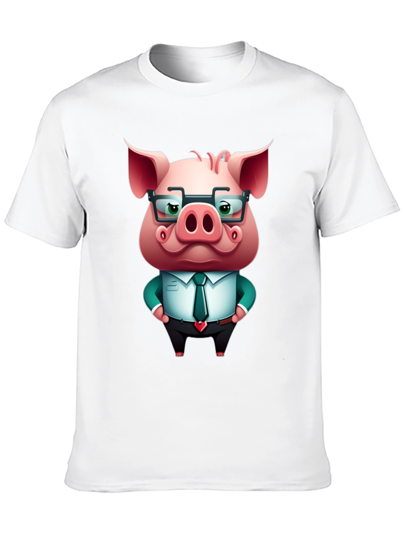 Cool Pig in Suit Graphic Tee - Black T-Shirt