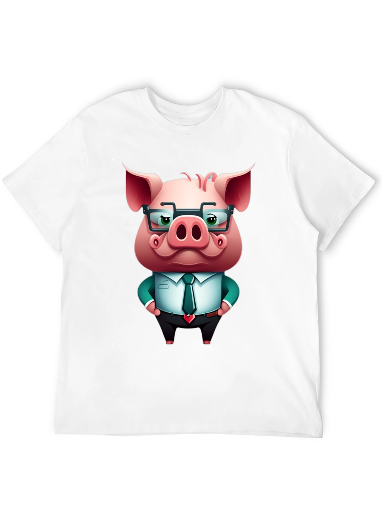 Cool Pig in Suit Graphic Tee - Black T-Shirt