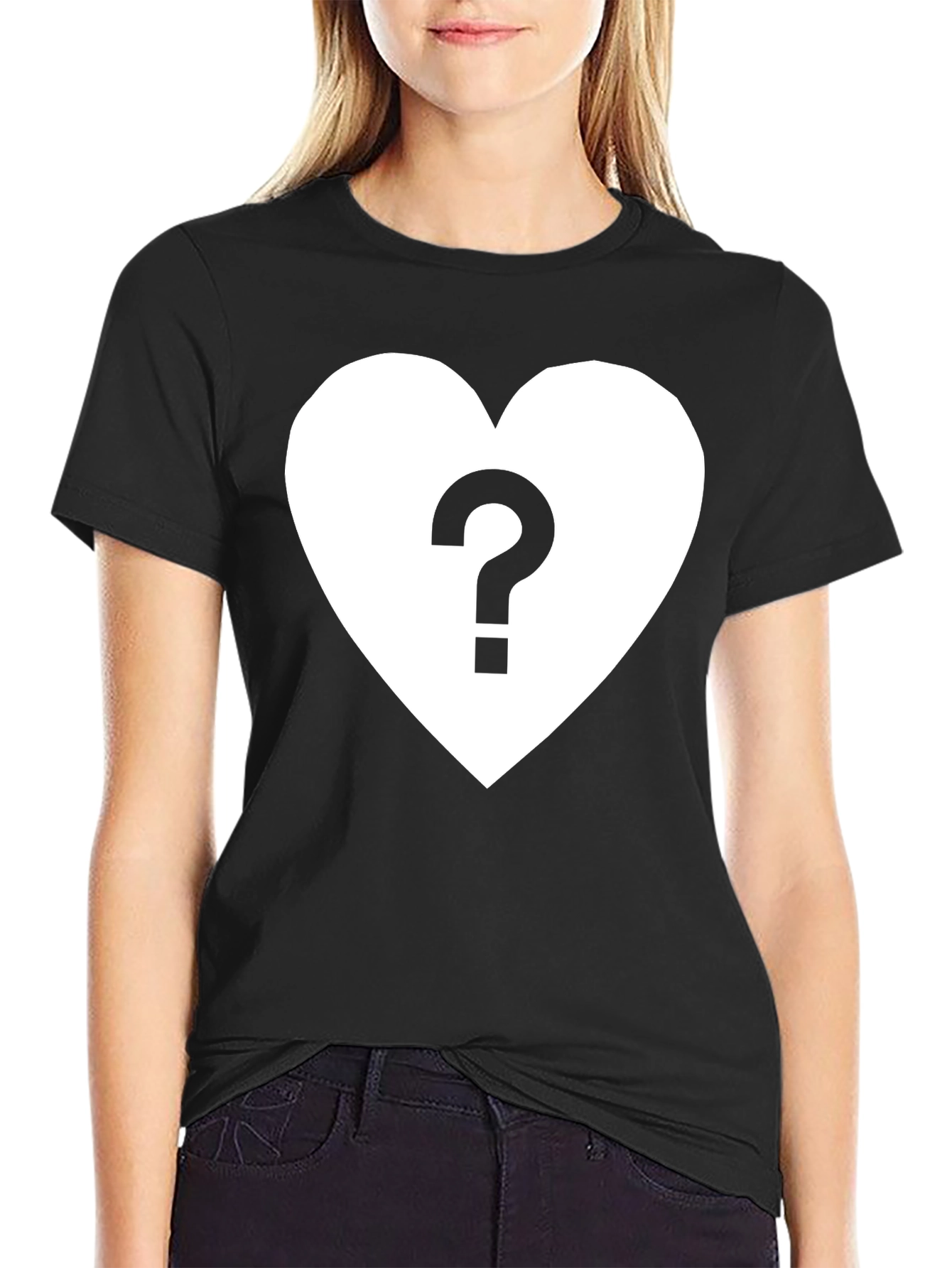 Heart Question Mark Graphic Tee - Casual Style