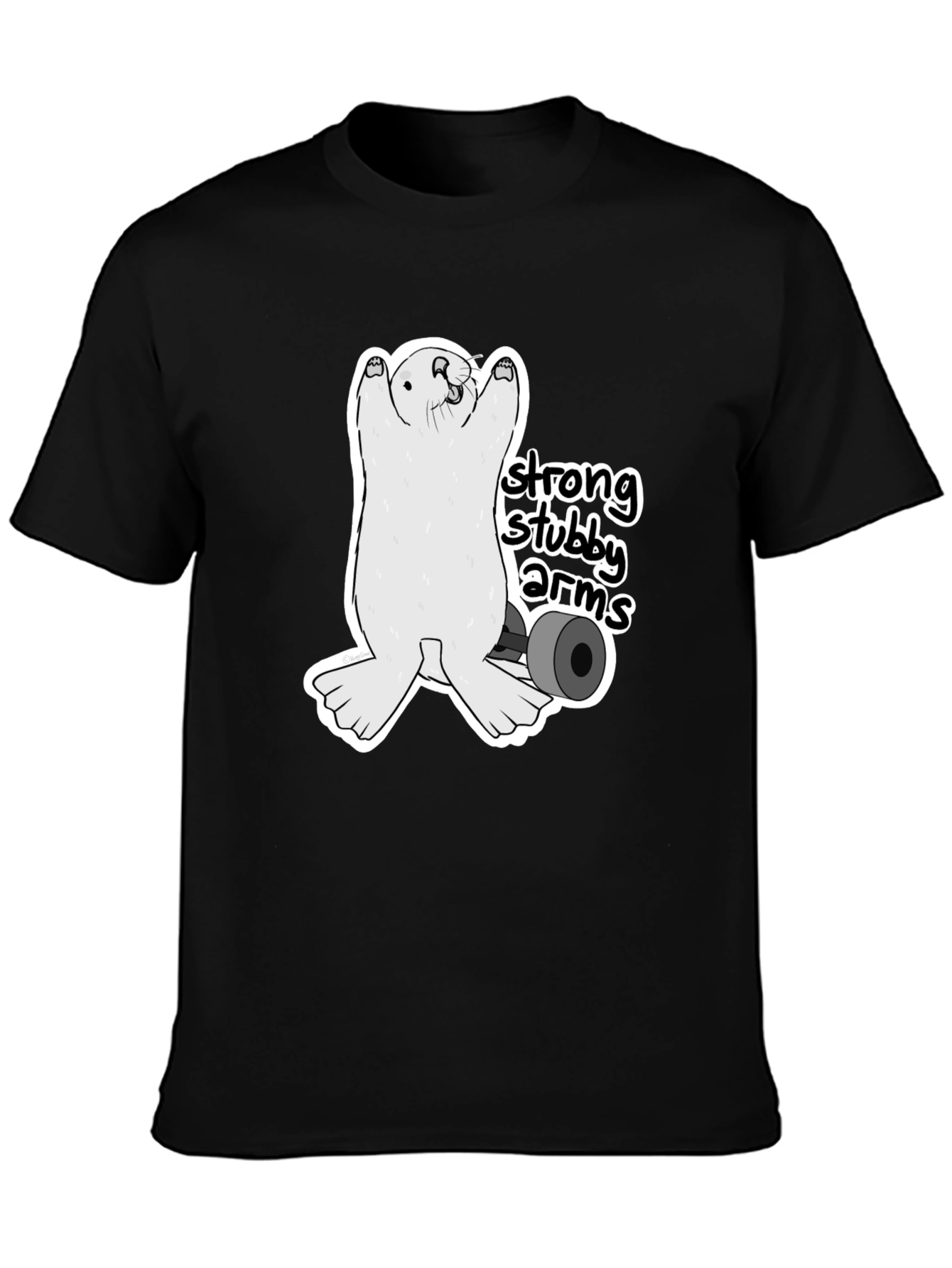 Strong Stubby Arms T-Shirt - Weightlifting Otter Tee