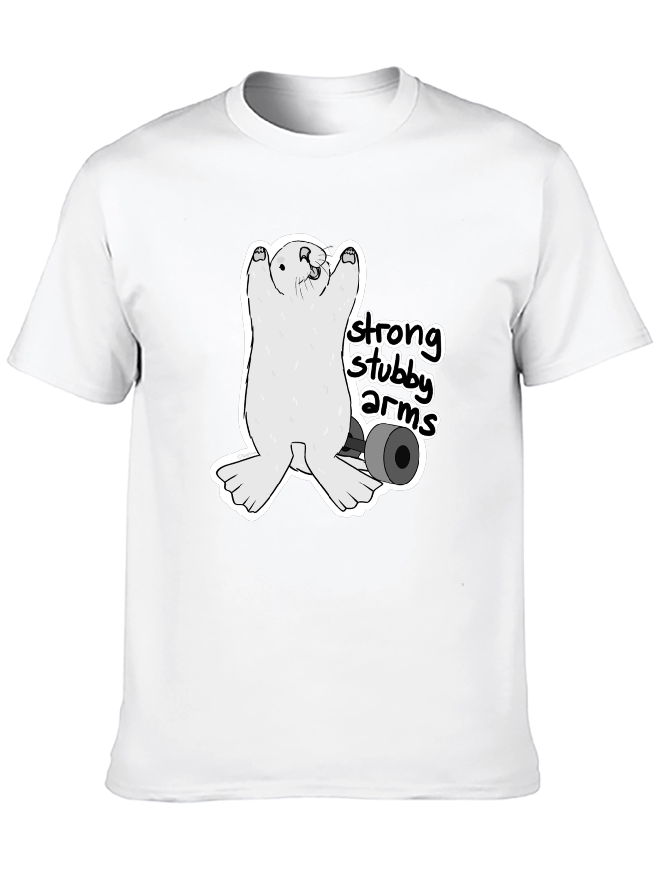 Strong Stubby Arms T-Shirt - Weightlifting Otter Tee