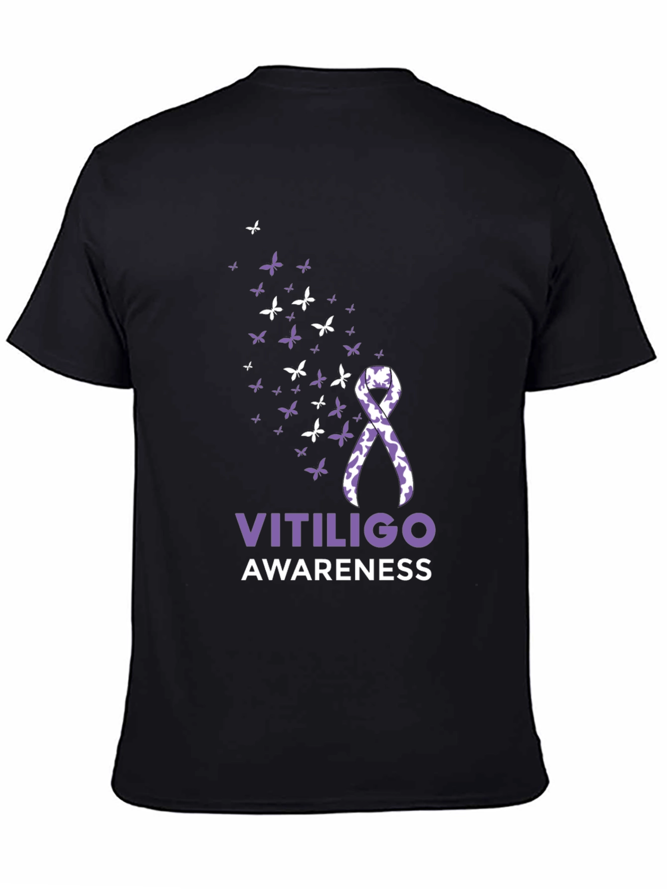 Vitiligo Awareness Ribbon T-Shirt - Butterfly Design