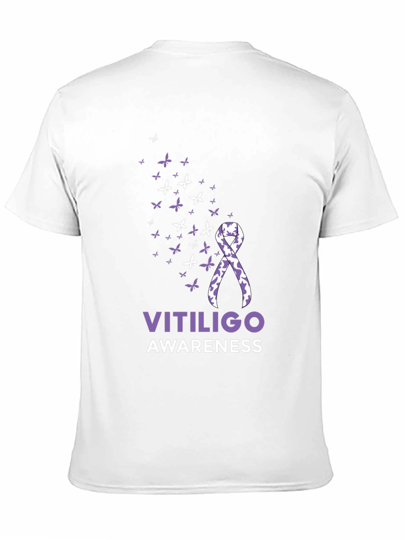 Vitiligo Awareness Ribbon T-Shirt - Butterfly Design