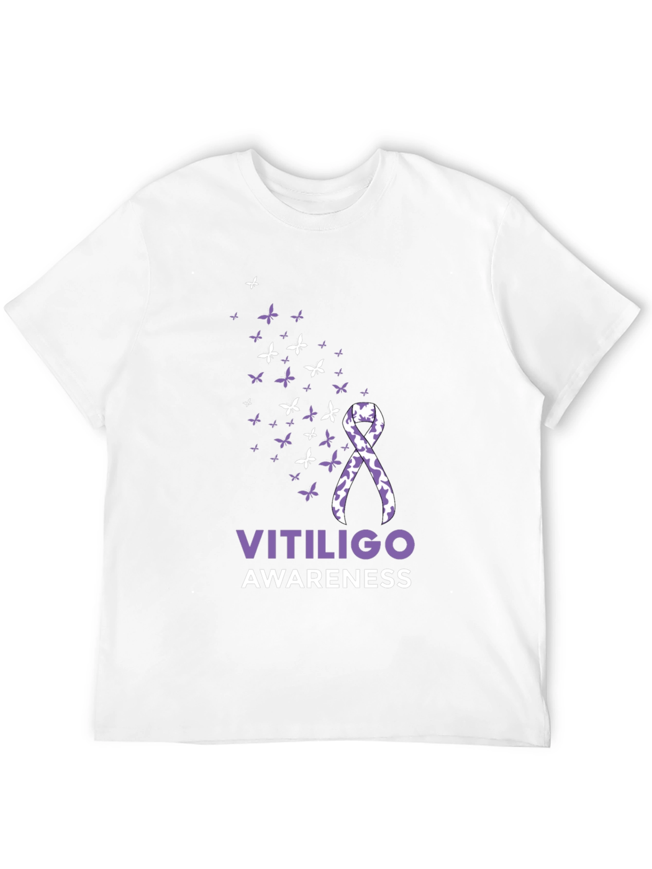 Vitiligo Awareness Ribbon T-Shirt - Butterfly Design