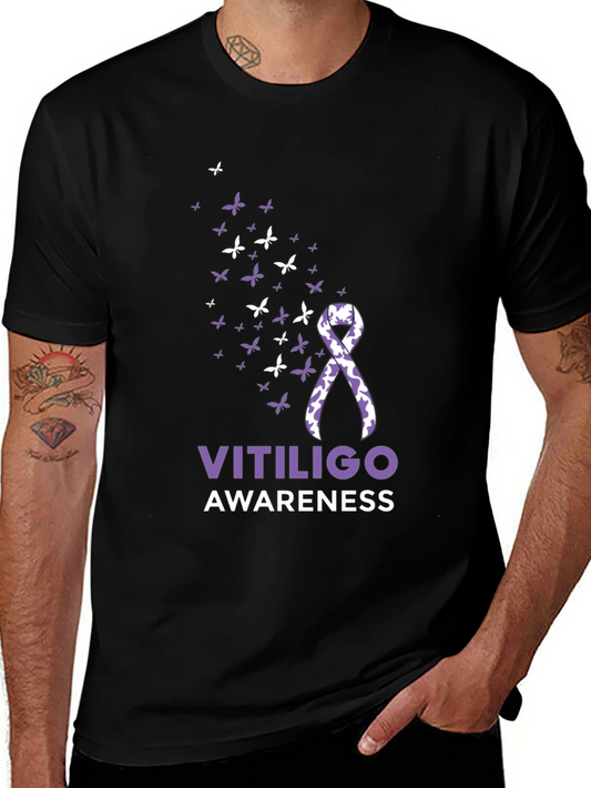 Vitiligo Awareness Ribbon T-Shirt - Butterfly Design