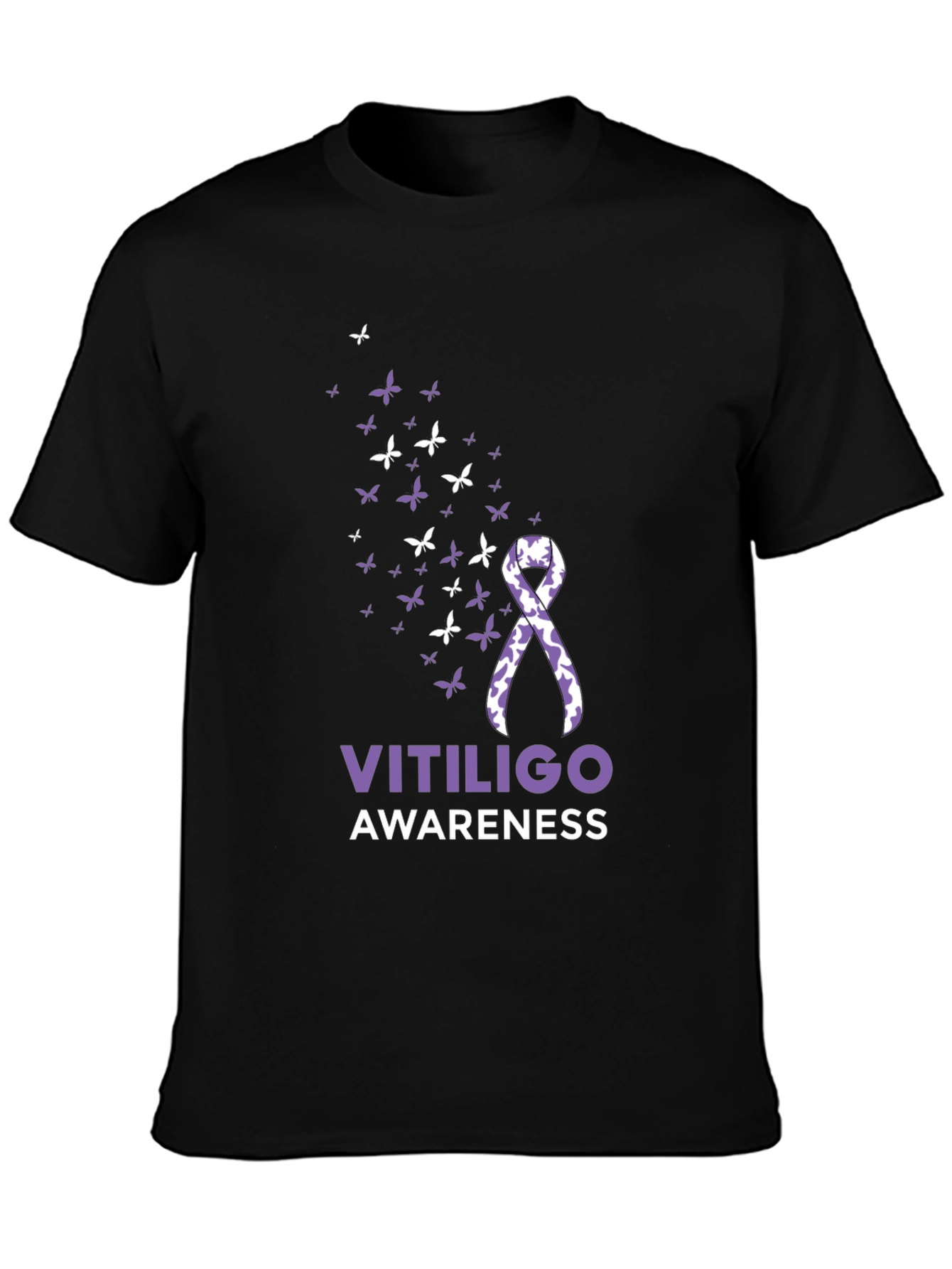 Vitiligo Awareness Ribbon T-Shirt - Butterfly Design