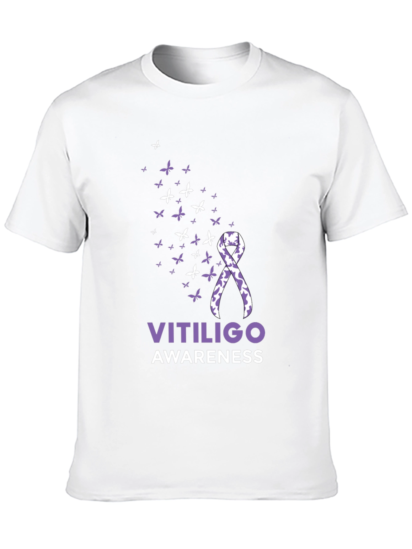 Vitiligo Awareness Ribbon T-Shirt - Butterfly Design