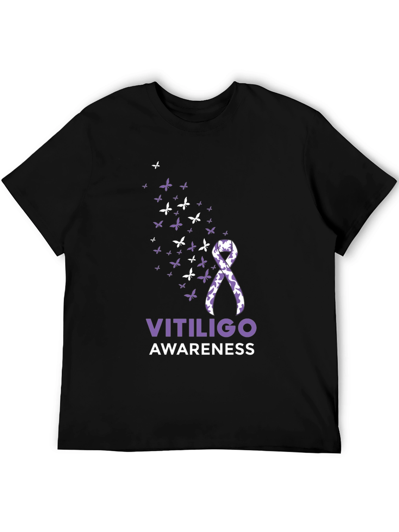 Vitiligo Awareness Ribbon T-Shirt - Butterfly Design