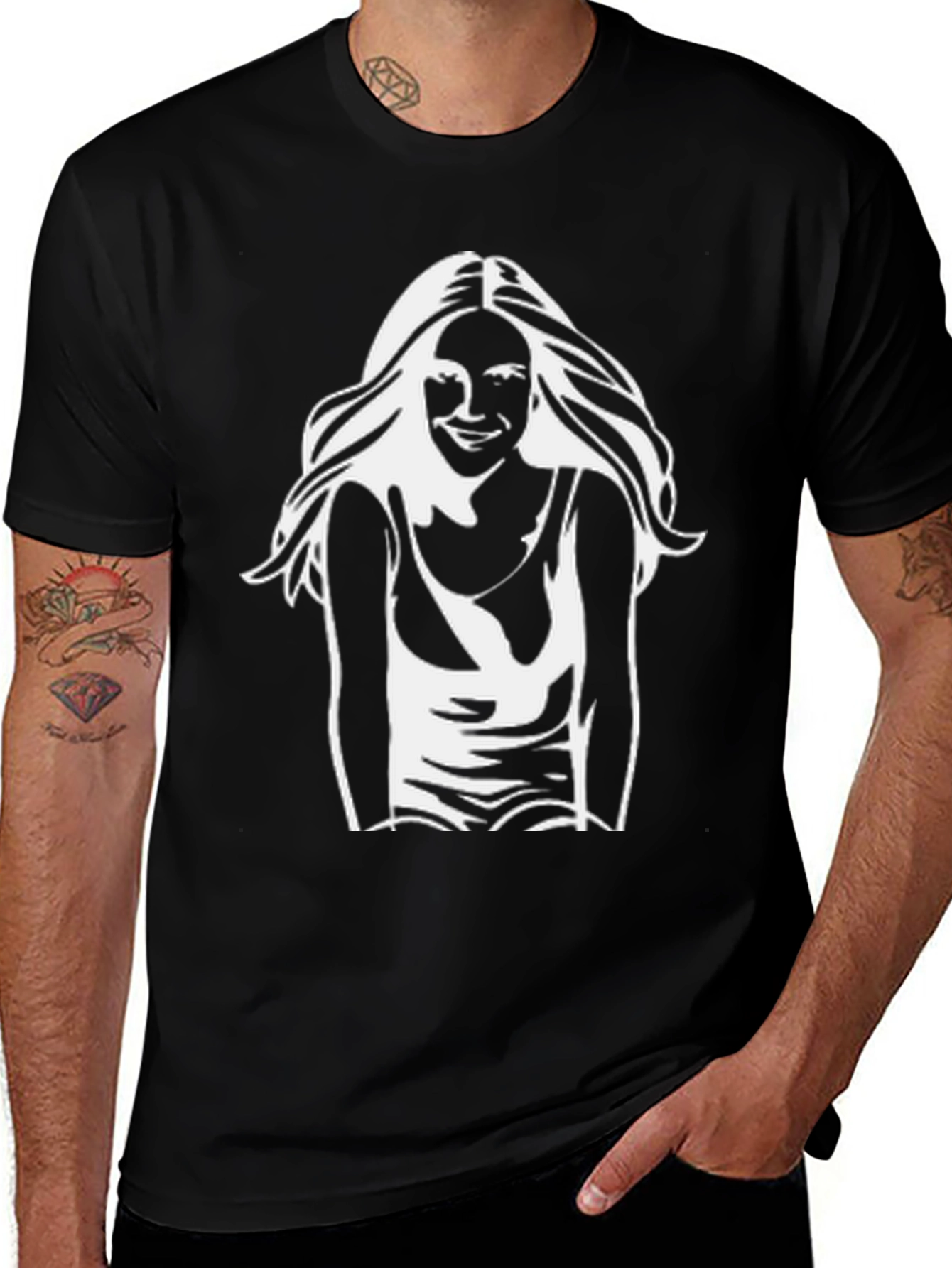 Black T-Shirt with White Graphic
