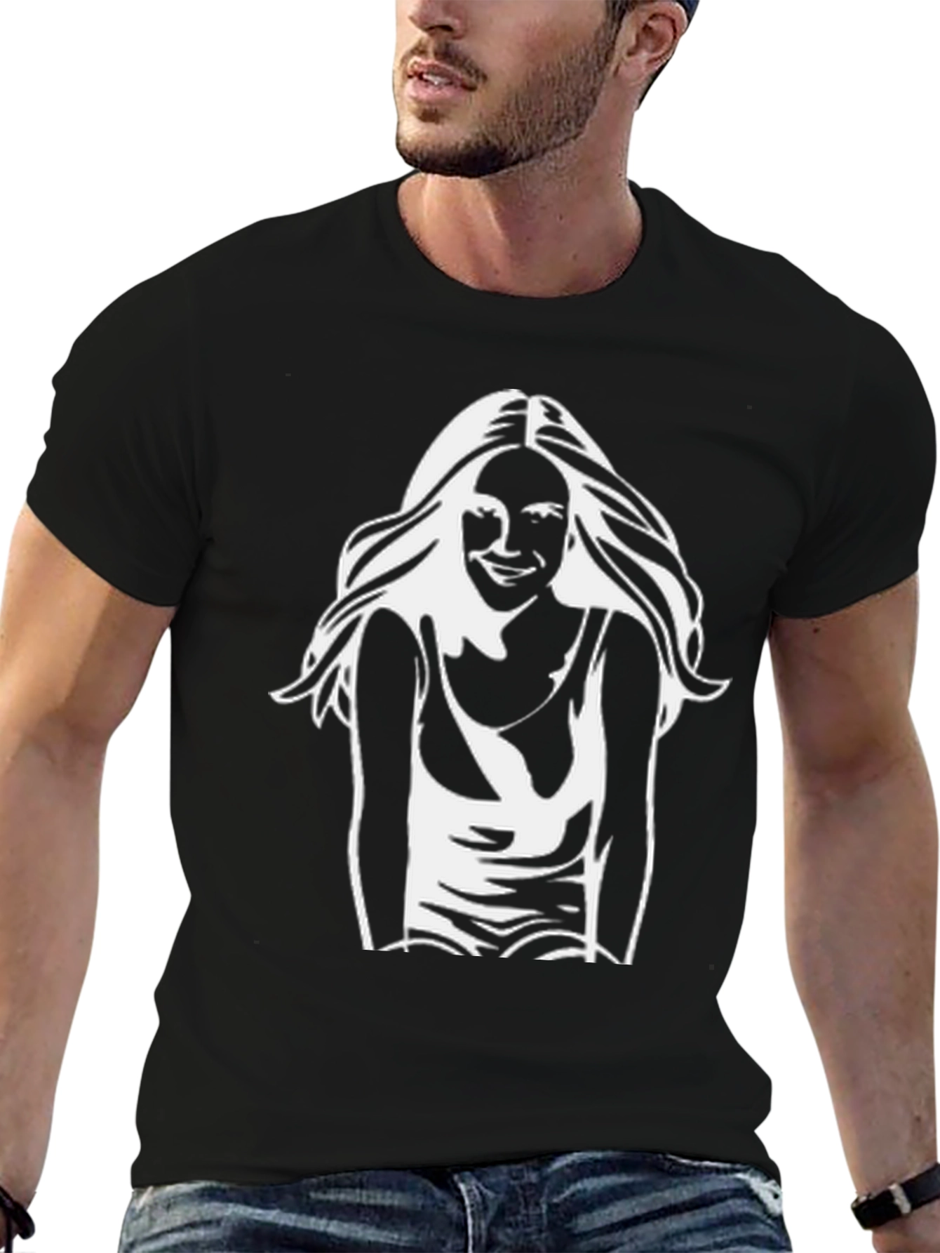 Black T-Shirt with White Graphic