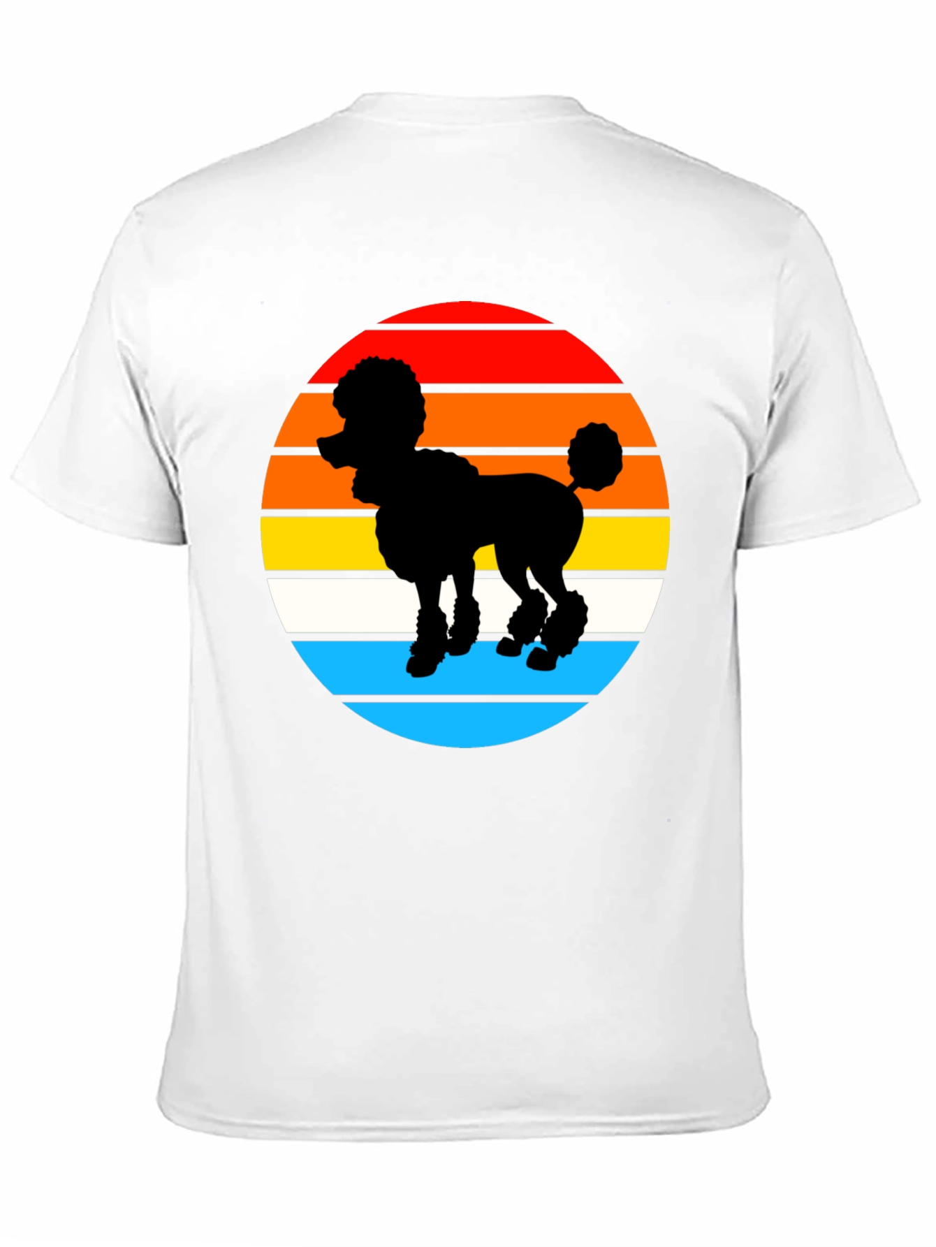 Retro Poodle Sunset Graphic Tee - Black Cotton Blend