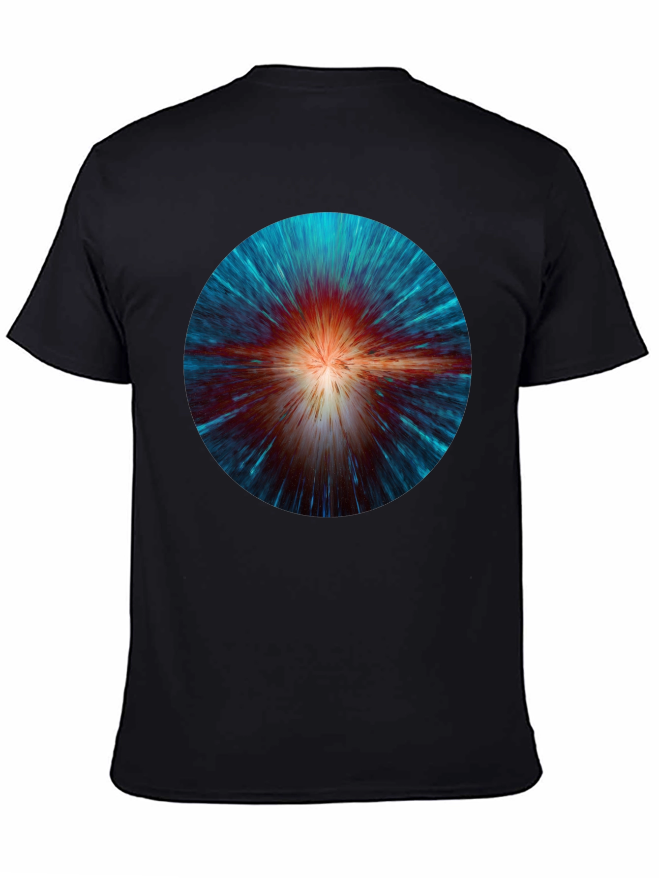Cosmic Burst Graphic Tee - Black Crew Neck T-Shirt