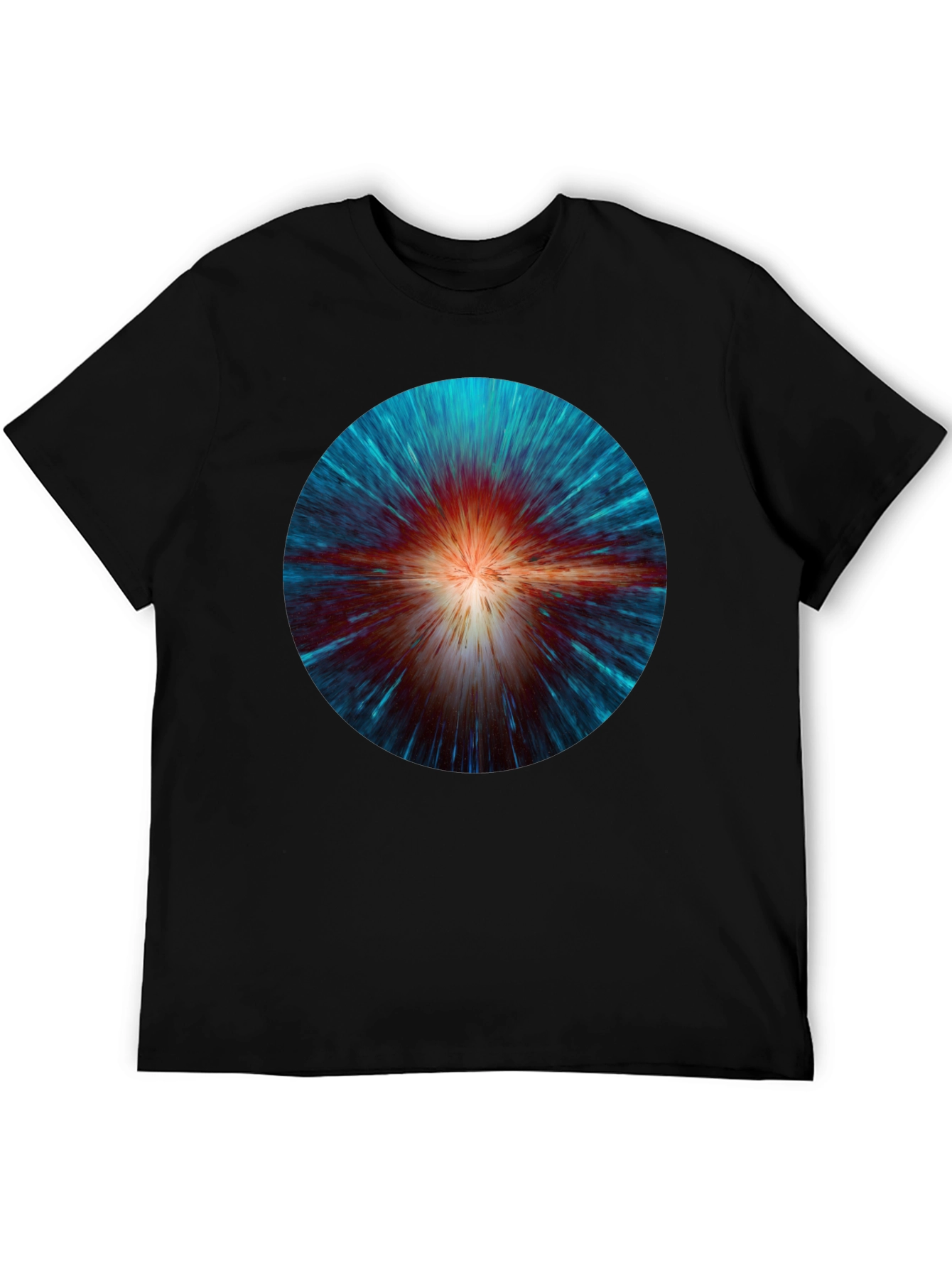 Cosmic Burst Graphic Tee - Black Crew Neck T-Shirt