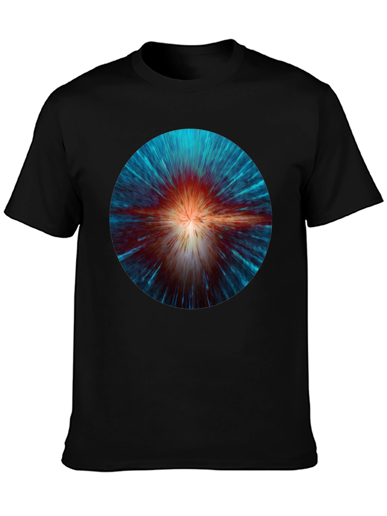 Cosmic Burst Graphic Tee - Black Crew Neck T-Shirt
