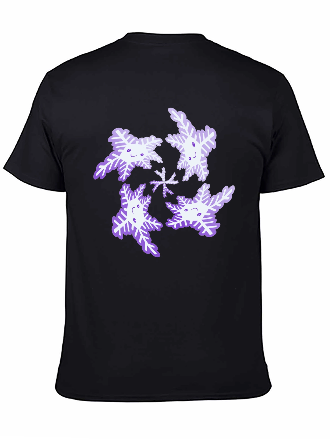 Snowflake Graphic Print Black T-Shirt