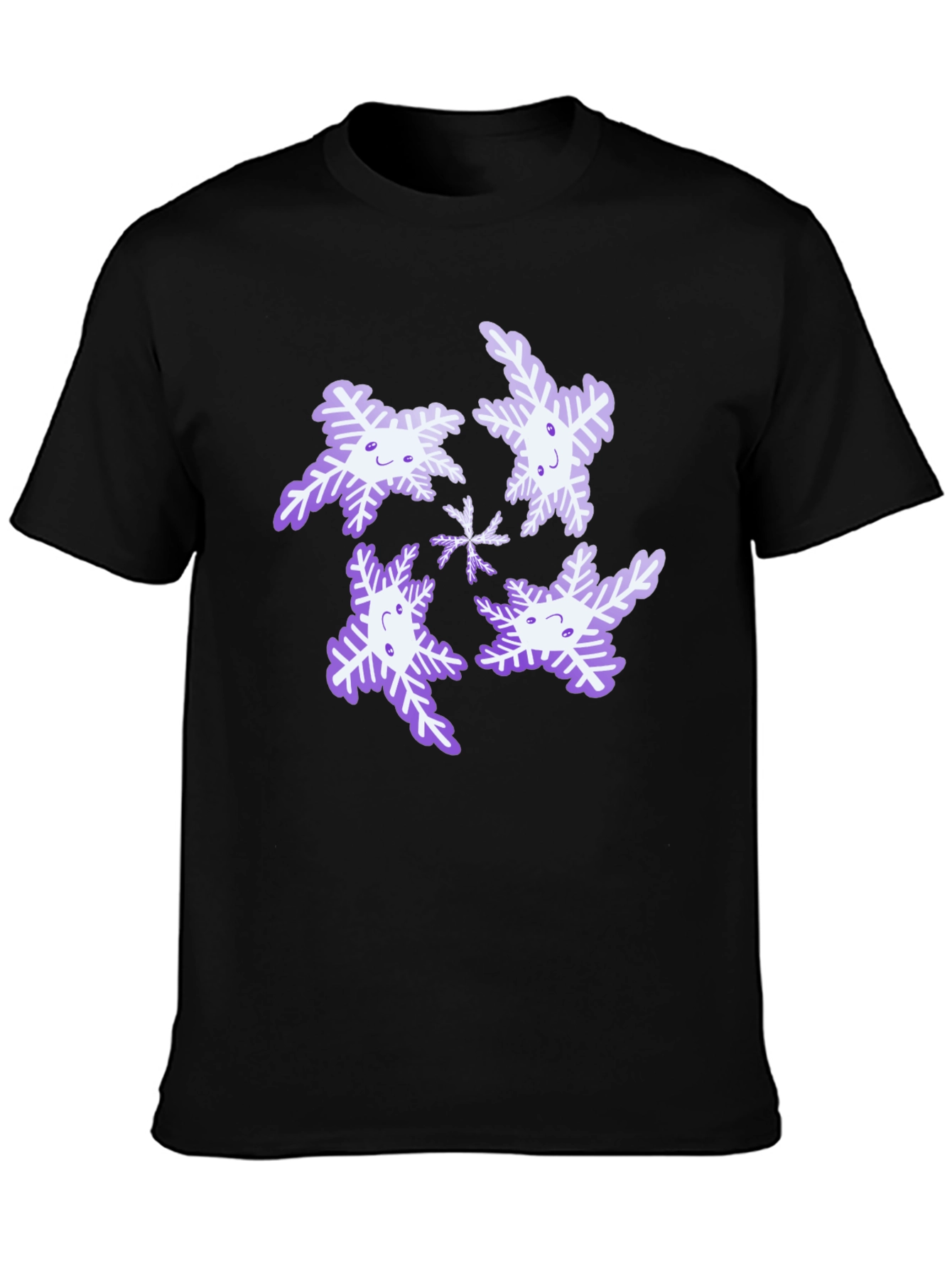 Snowflake Graphic Print Black T-Shirt
