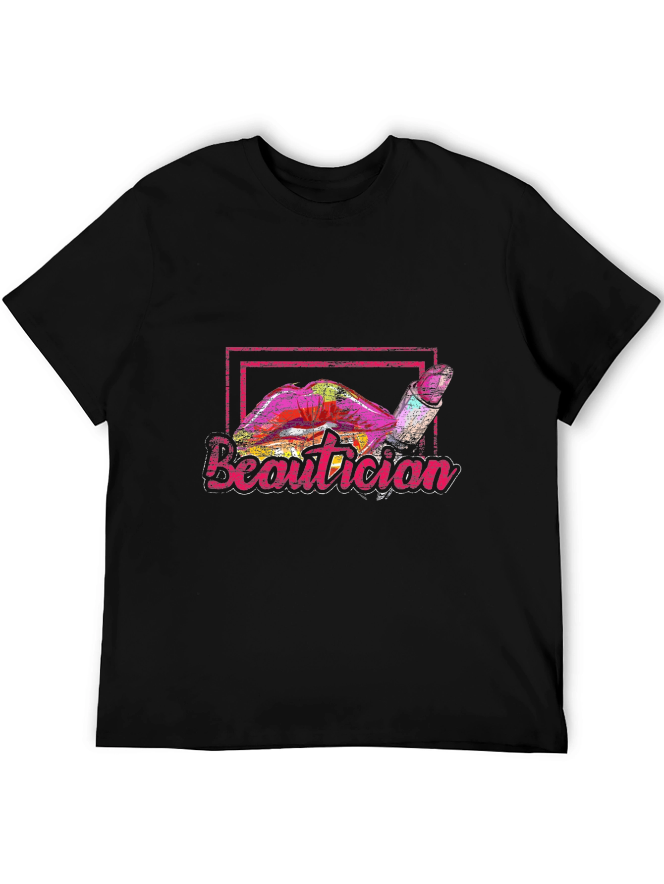 Beautician Lipstick Graphic Black T-Shirt