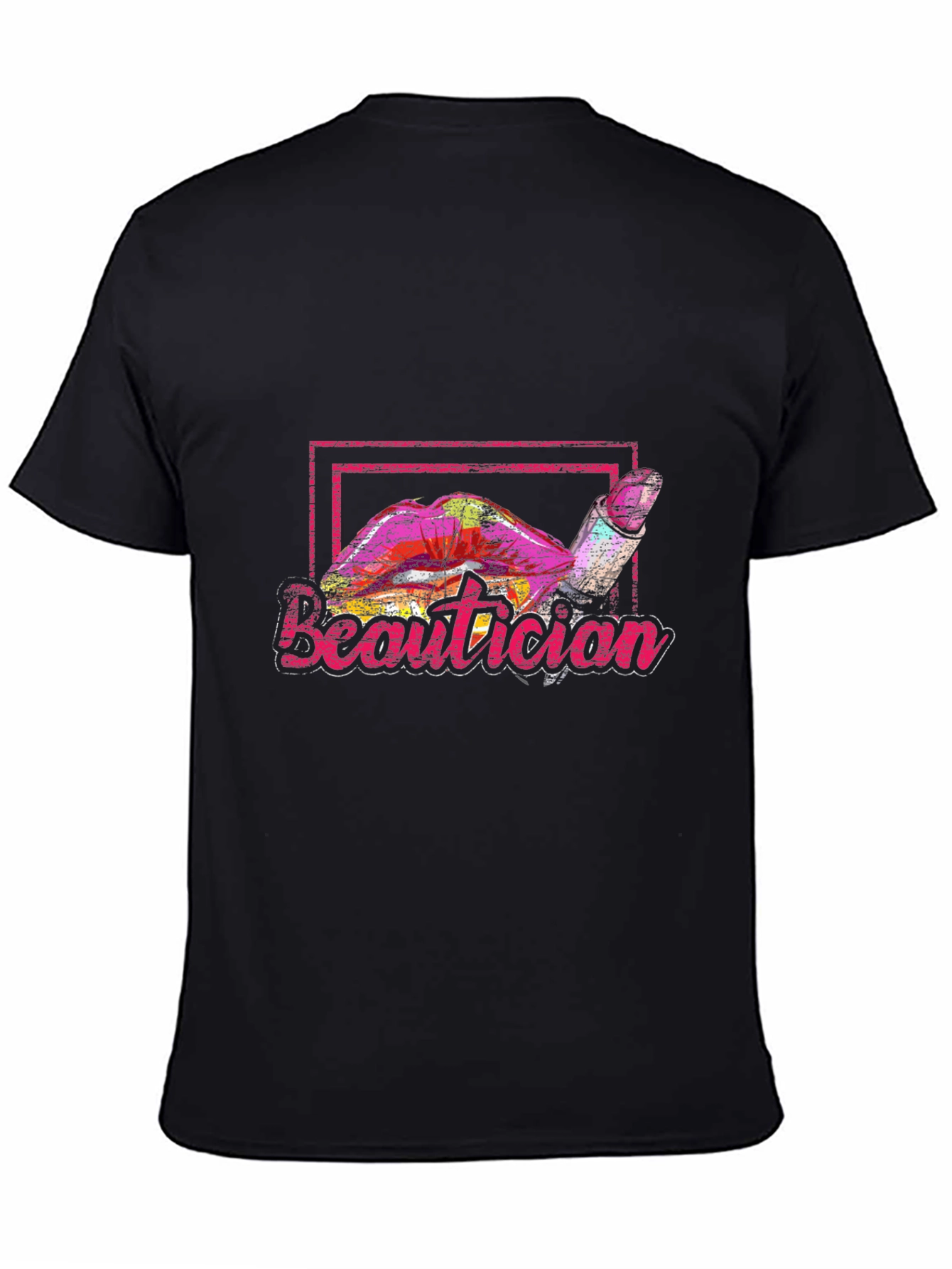 Beautician Lipstick Graphic Black T-Shirt