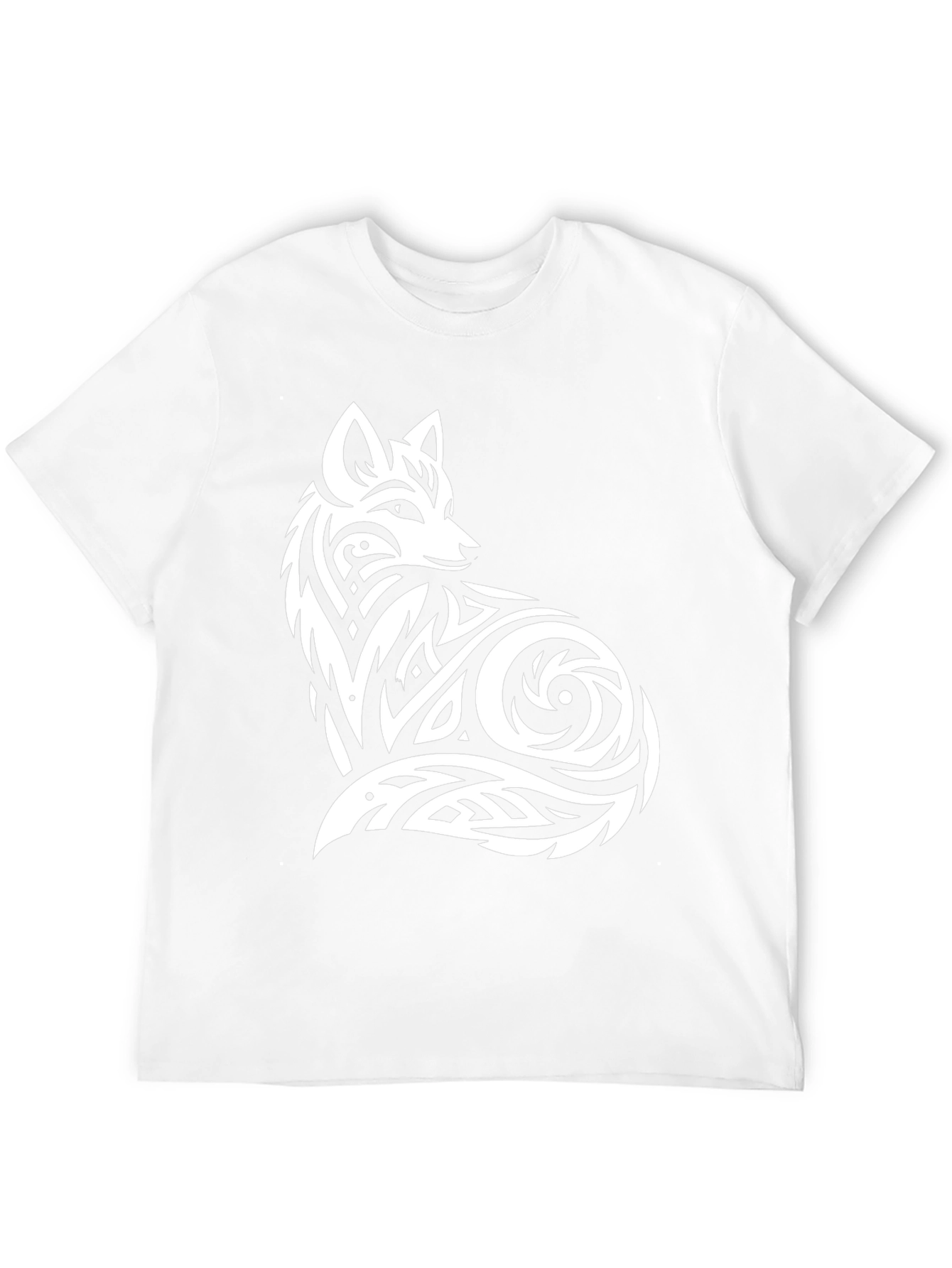 Tribal Fox Graphic Tee - Black Cotton T-Shirt