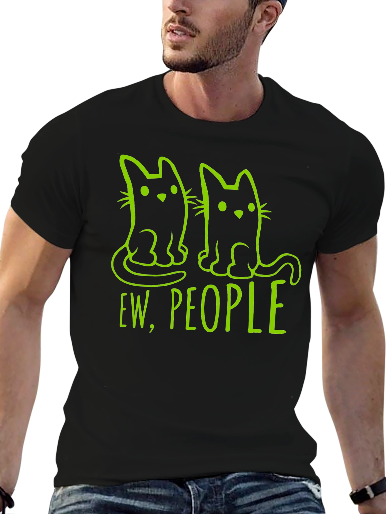 Ew People Cat Graphic Tee - Funny Introvert T-Shirt