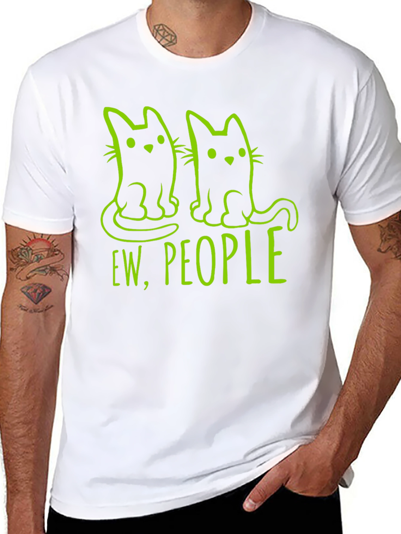 Ew People Cat Graphic Tee - Funny Introvert T-Shirt