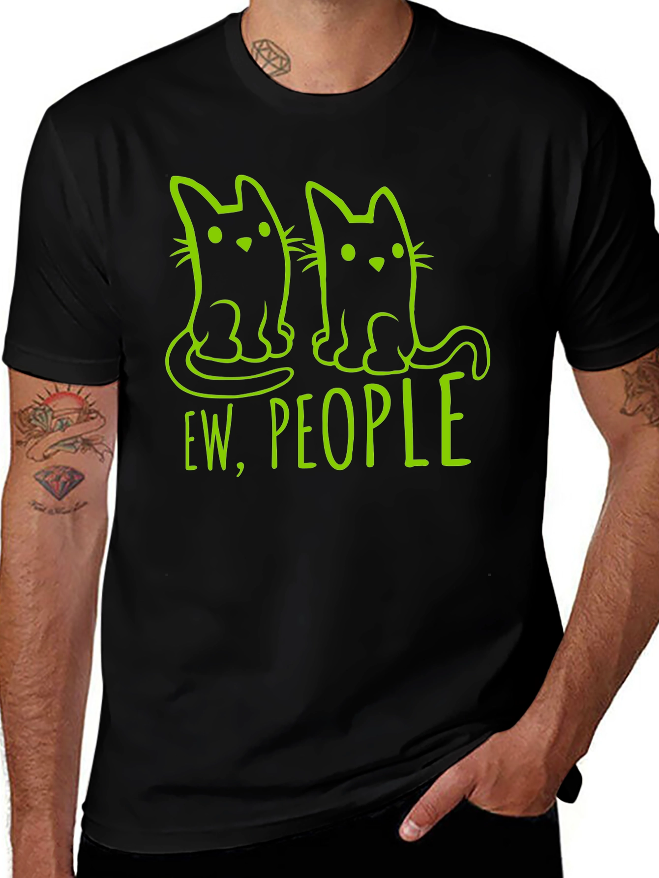 Ew People Cat Graphic Tee - Funny Introvert T-Shirt
