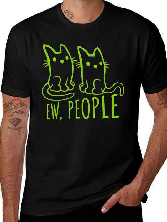 Ew People Cat Graphic Tee - Funny Introvert T-Shirt