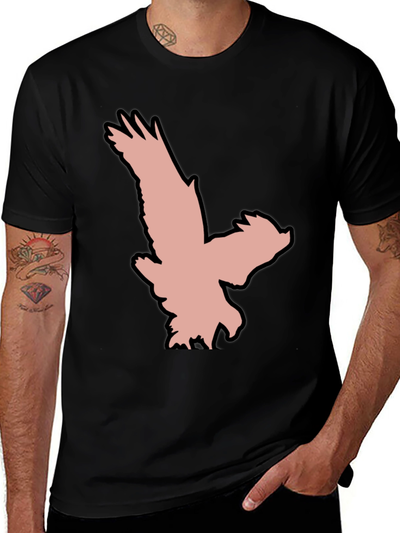 Black T-Shirt with Eagle Graphic