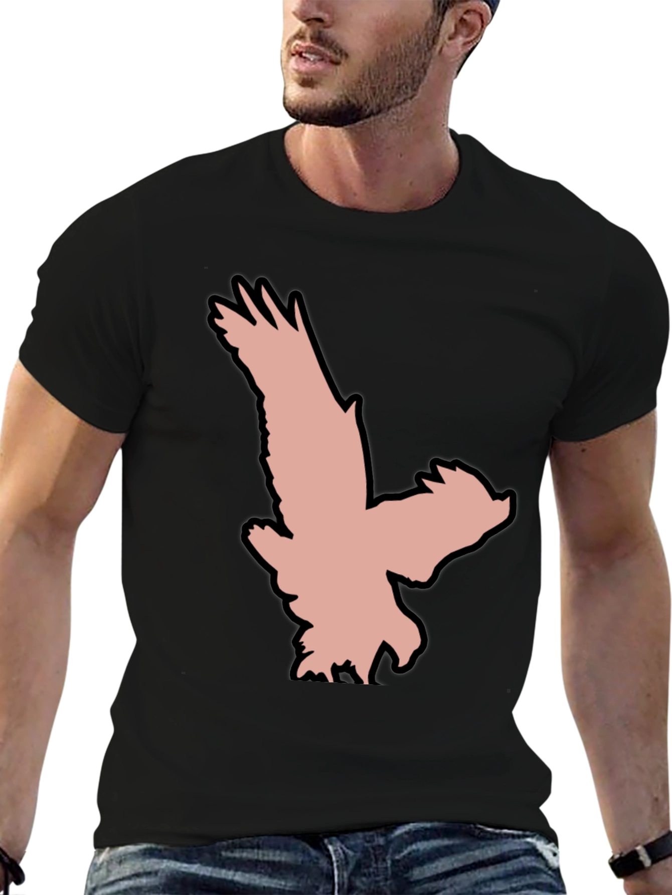 Black T-Shirt with Eagle Graphic
