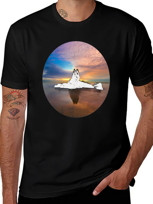 Unique Rock Formation Graphic Tee - Mens Black T-Shirt