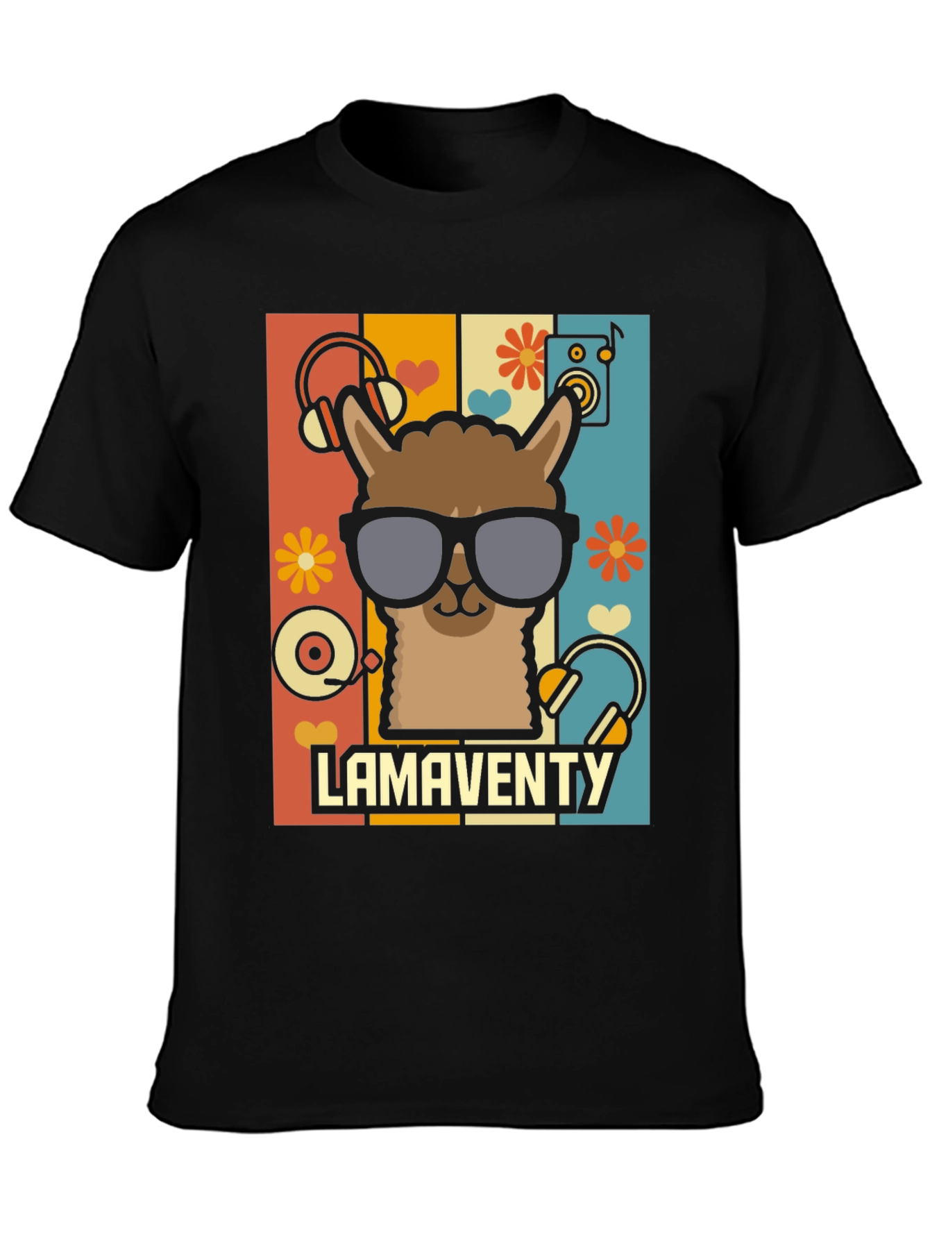 Retro Llama T-Shirt - Fun Music Lover Tee