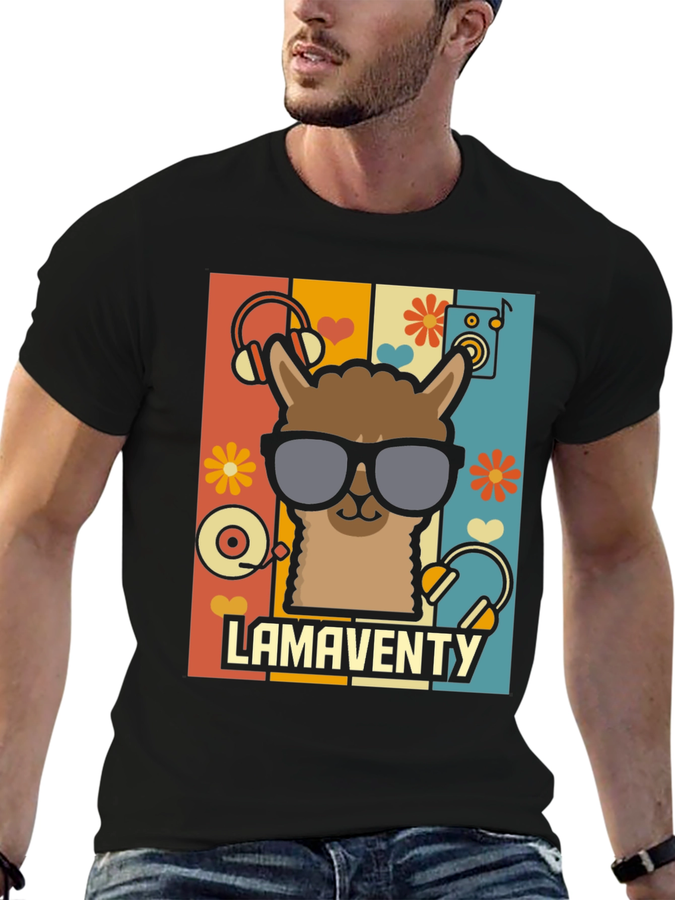 Retro Llama T-Shirt - Fun Music Lover Tee