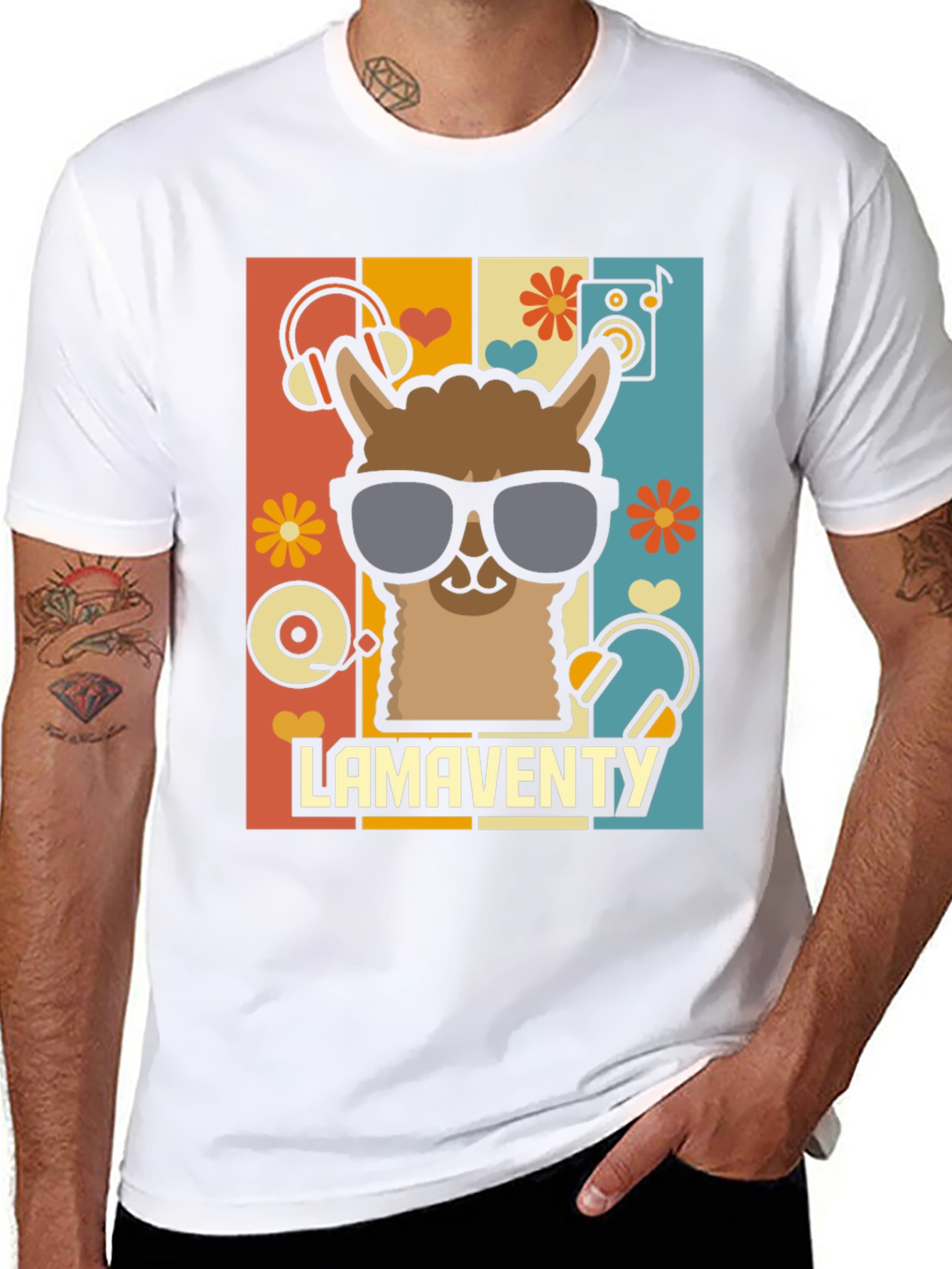 Retro Llama T-Shirt - Fun Music Lover Tee