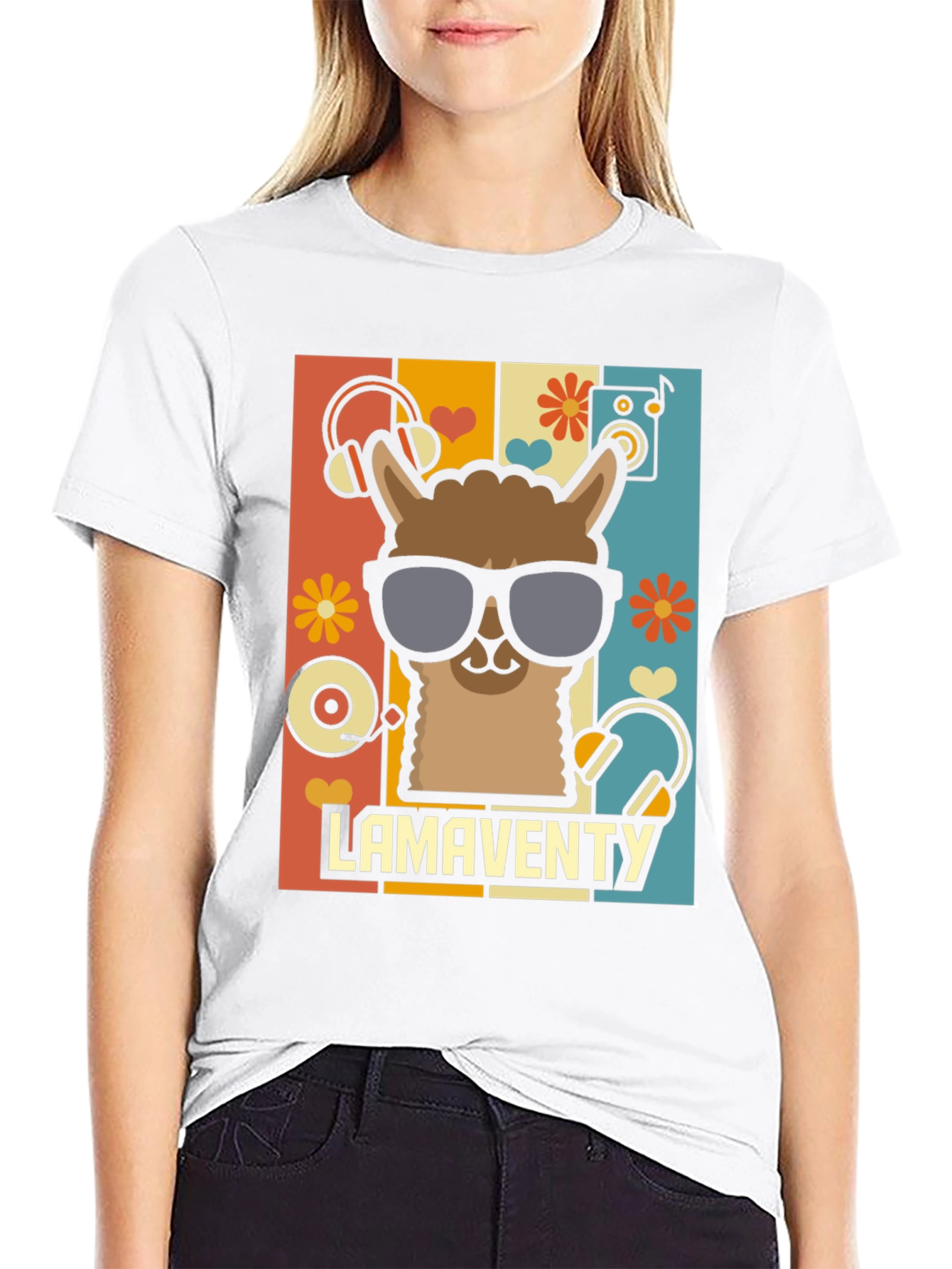 Retro Llama T-Shirt - Fun Music Lover Tee