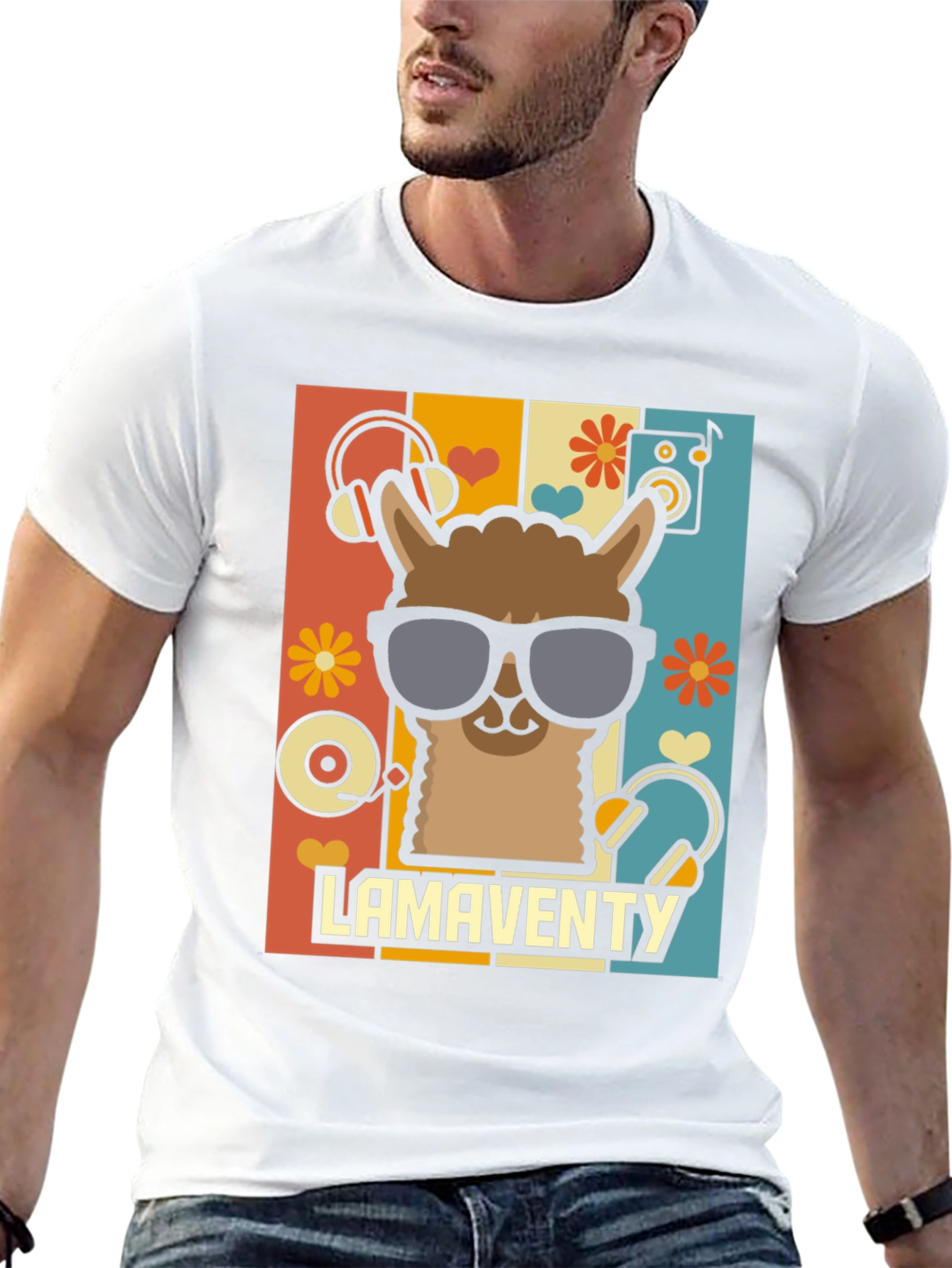 Retro Llama T-Shirt - Fun Music Lover Tee
